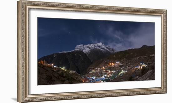 Spectacular Namche Bazaar Lit Up at Night, in the Everest Region, Himalayas, Nepal, Asia-Alex Treadway-Framed Photographic Print