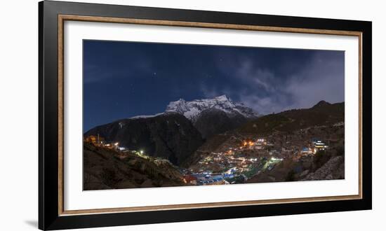 Spectacular Namche Bazaar Lit Up at Night, in the Everest Region, Himalayas, Nepal, Asia-Alex Treadway-Framed Photographic Print