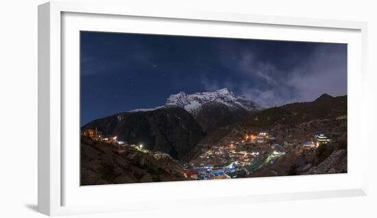 Spectacular Namche Bazaar Lit Up at Night, in the Everest Region, Himalayas, Nepal, Asia-Alex Treadway-Framed Photographic Print