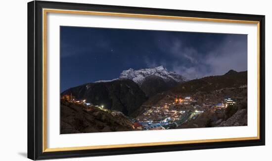 Spectacular Namche Bazaar Lit Up at Night, in the Everest Region, Himalayas, Nepal, Asia-Alex Treadway-Framed Photographic Print