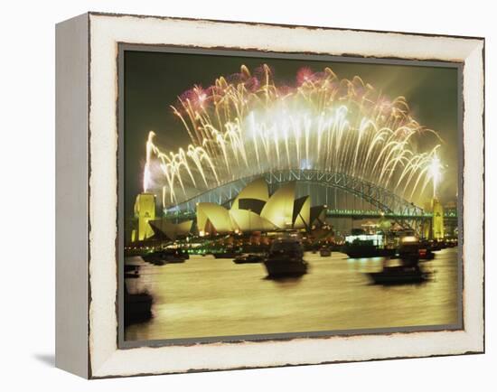 Spectacular New Year's Eve Firework Display, Sydney, New South Wales, Australia, Pacific-Robert Francis-Framed Premier Image Canvas