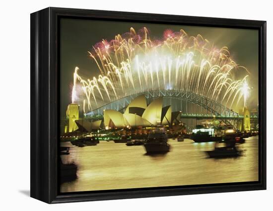 Spectacular New Year's Eve Firework Display, Sydney, New South Wales, Australia, Pacific-Robert Francis-Framed Premier Image Canvas