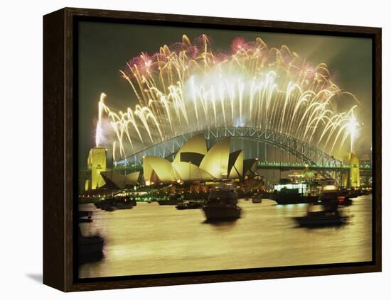 Spectacular New Year's Eve Firework Display, Sydney, New South Wales, Australia, Pacific-Robert Francis-Framed Premier Image Canvas