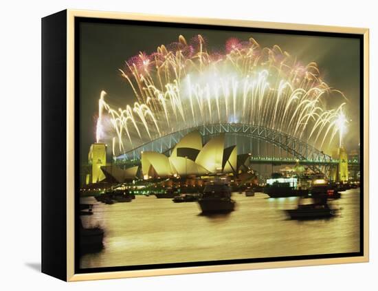 Spectacular New Year's Eve Firework Display, Sydney, New South Wales, Australia, Pacific-Robert Francis-Framed Premier Image Canvas