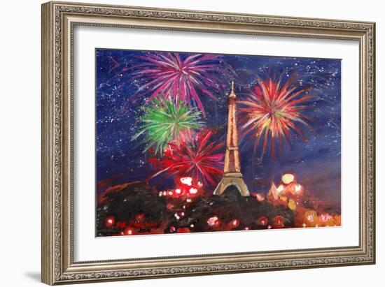 Spectacular Paris France Silvester Fireworks-Martina Bleichner-Framed Art Print