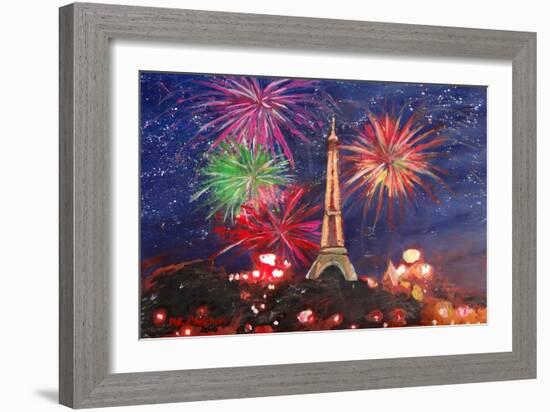 Spectacular Paris France Silvester Fireworks-Martina Bleichner-Framed Art Print