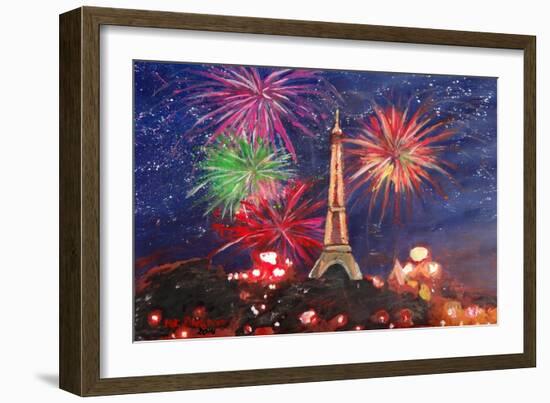 Spectacular Paris France Silvester Fireworks-Martina Bleichner-Framed Art Print