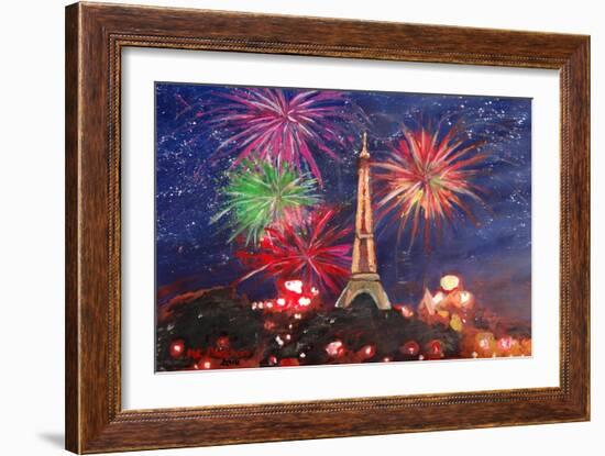 Spectacular Paris France Silvester Fireworks-Martina Bleichner-Framed Art Print