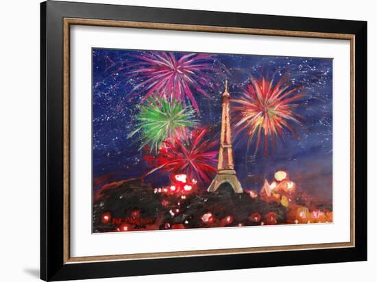 Spectacular Paris France Silvester Fireworks-Martina Bleichner-Framed Art Print