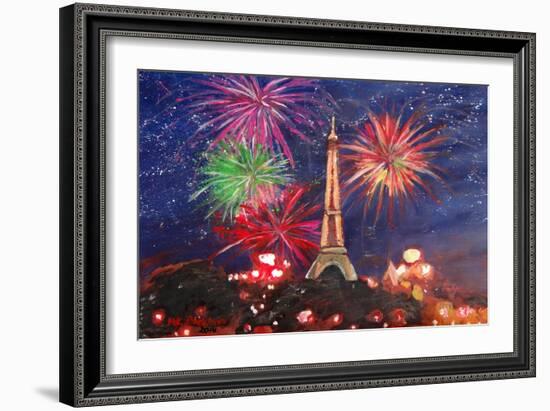 Spectacular Paris France Silvester Fireworks-Martina Bleichner-Framed Art Print