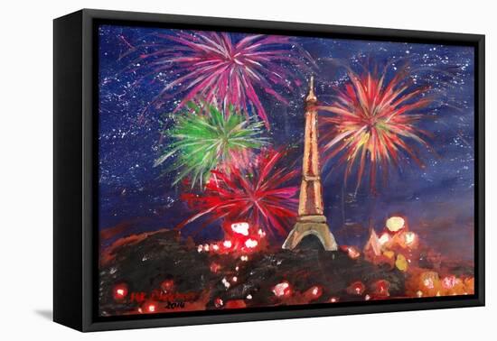 Spectacular Paris France Silvester Fireworks-Martina Bleichner-Framed Stretched Canvas