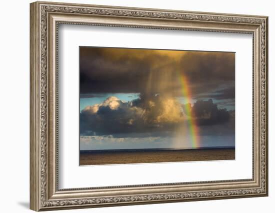 Spectacular rainbow off of Kalapana, Big Island, Hawaii-Mark A Johnson-Framed Photographic Print