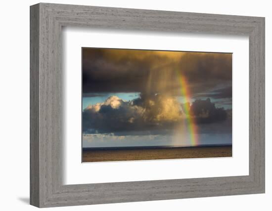 Spectacular rainbow off of Kalapana, Big Island, Hawaii-Mark A Johnson-Framed Photographic Print