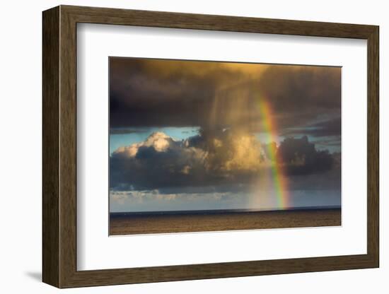 Spectacular rainbow off of Kalapana, Big Island, Hawaii-Mark A Johnson-Framed Photographic Print