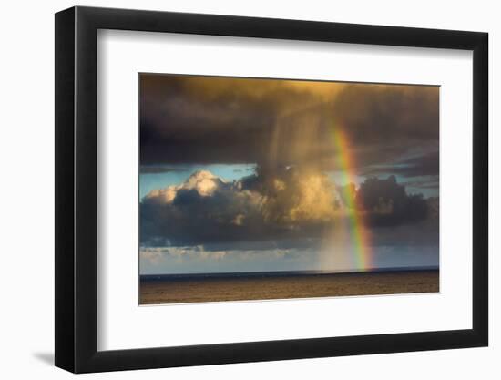 Spectacular rainbow off of Kalapana, Big Island, Hawaii-Mark A Johnson-Framed Photographic Print