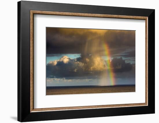 Spectacular rainbow off of Kalapana, Big Island, Hawaii-Mark A Johnson-Framed Photographic Print