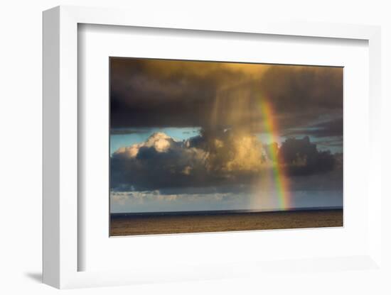 Spectacular rainbow off of Kalapana, Big Island, Hawaii-Mark A Johnson-Framed Photographic Print