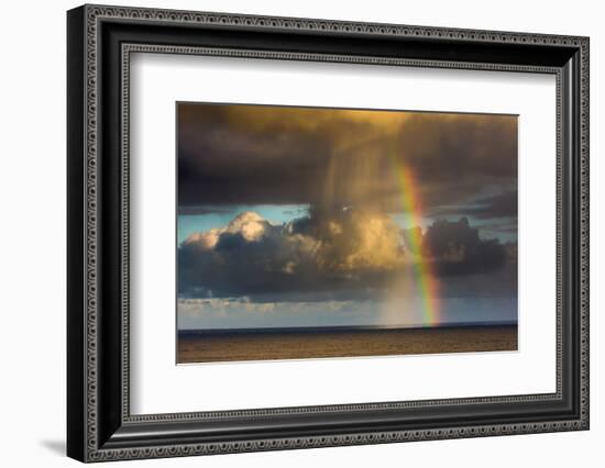 Spectacular rainbow off of Kalapana, Big Island, Hawaii-Mark A Johnson-Framed Photographic Print