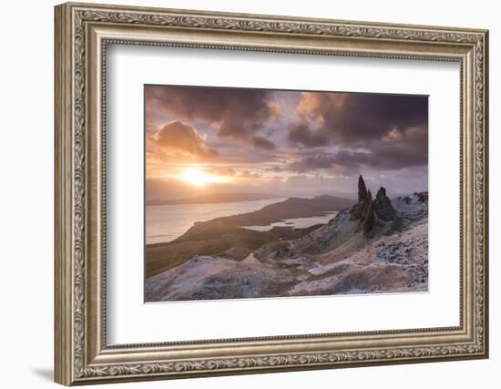 Spectacular Sunrise over the Old Man of Storr, Isle of Skye, Scotland. Winter (December)-Adam Burton-Framed Photographic Print