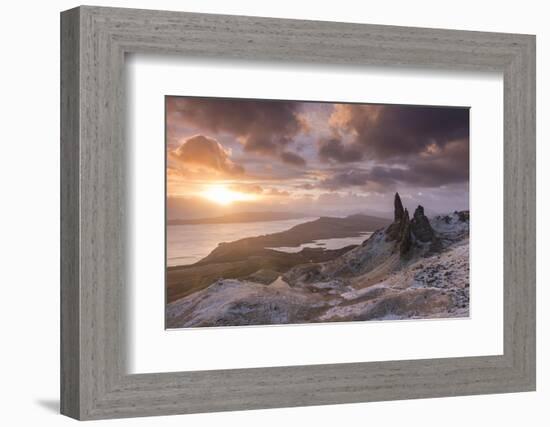 Spectacular Sunrise over the Old Man of Storr, Isle of Skye, Scotland. Winter (December)-Adam Burton-Framed Photographic Print