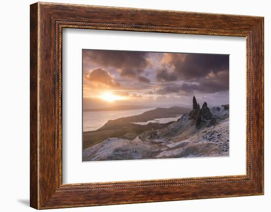 Spectacular Sunrise over the Old Man of Storr, Isle of Skye, Scotland. Winter (December)-Adam Burton-Framed Photographic Print