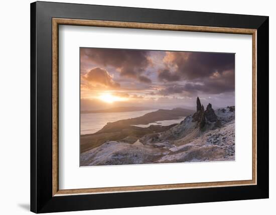 Spectacular Sunrise over the Old Man of Storr, Isle of Skye, Scotland. Winter (December)-Adam Burton-Framed Photographic Print