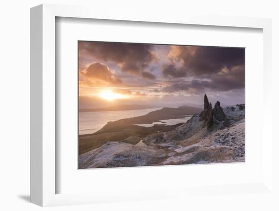 Spectacular Sunrise over the Old Man of Storr, Isle of Skye, Scotland. Winter (December)-Adam Burton-Framed Photographic Print