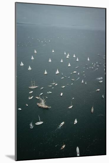 Spectator Boats Cluster near Sailboats at the Start of an Ocean Race. Atlantic Ocean,…, 1960S (Phot-Dean Conger-Mounted Giclee Print