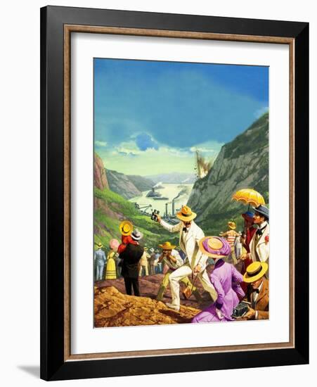 Spectators Admiring the Panama Canal-Severino Baraldi-Framed Giclee Print