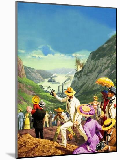 Spectators Admiring the Panama Canal-Severino Baraldi-Mounted Giclee Print