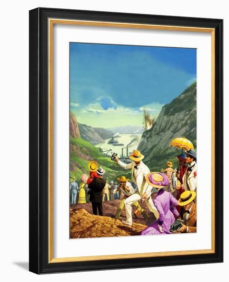 Spectators Admiring the Panama Canal-Severino Baraldi-Framed Giclee Print