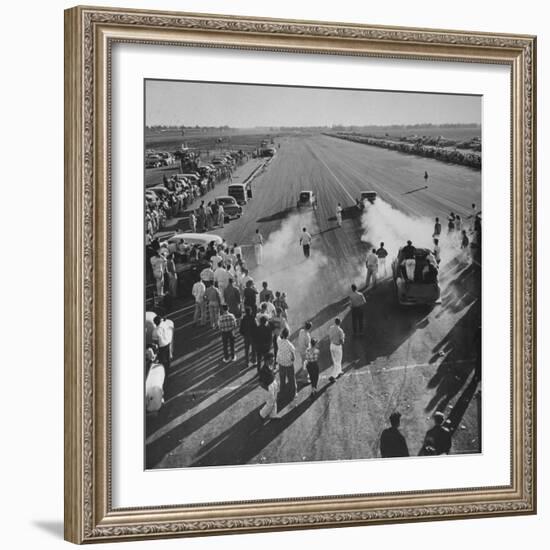 Spectators and Hot Rodders from the Nat. Hot Rod Assoc. at Drag Race on Quarter Mile Strip-Ralph Crane-Framed Photographic Print