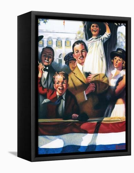 Spectators at a Parade-Norman Rockwell-Framed Premier Image Canvas