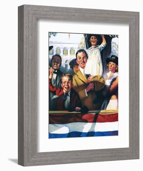 Spectators at a Parade-Norman Rockwell-Framed Giclee Print