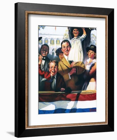 Spectators at a Parade-Norman Rockwell-Framed Giclee Print