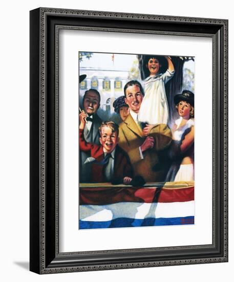 Spectators at a Parade-Norman Rockwell-Framed Giclee Print