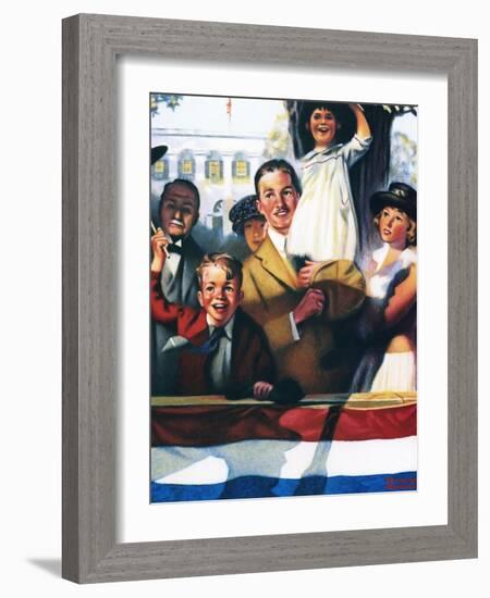 Spectators at a Parade-Norman Rockwell-Framed Giclee Print