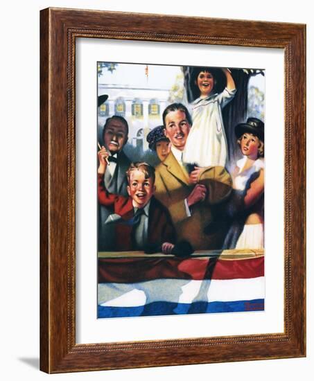 Spectators at a Parade-Norman Rockwell-Framed Giclee Print