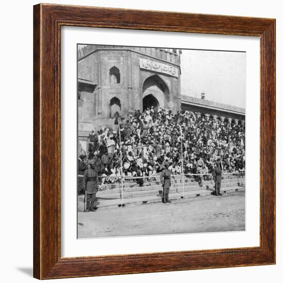 Spectators at Jumma Masjid, Bangalore, India, 1900s-H & Son Hands-Framed Giclee Print