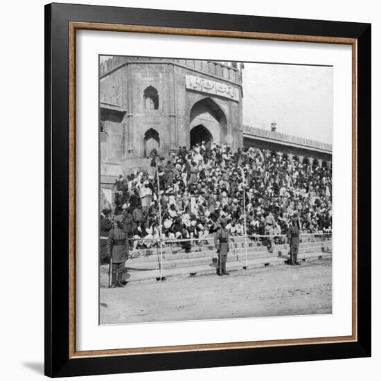 Spectators at Jumma Masjid, Bangalore, India, 1900s-H & Son Hands-Framed Giclee Print