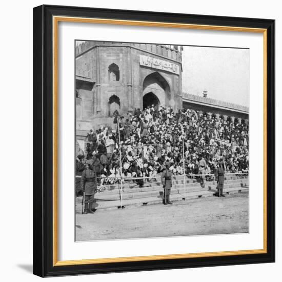 Spectators at Jumma Masjid, Bangalore, India, 1900s-H & Son Hands-Framed Giclee Print