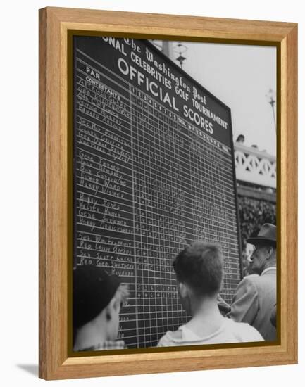 Spectators Checking the Official Score Board in the Golf Tournament-null-Framed Premier Image Canvas