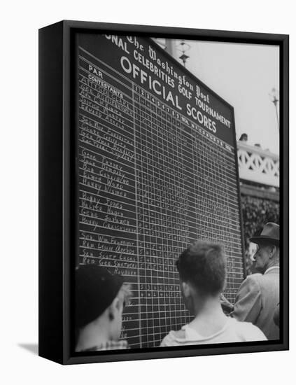 Spectators Checking the Official Score Board in the Golf Tournament-null-Framed Premier Image Canvas