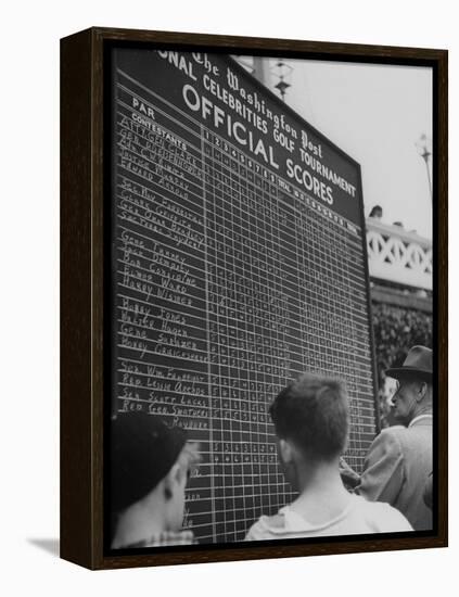 Spectators Checking the Official Score Board in the Golf Tournament-null-Framed Premier Image Canvas
