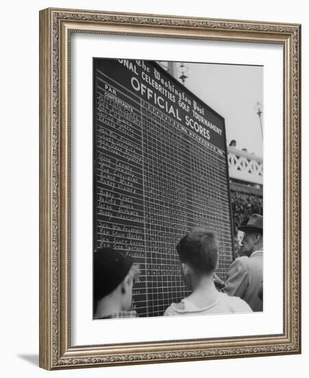 Spectators Checking the Official Score Board in the Golf Tournament-null-Framed Photographic Print