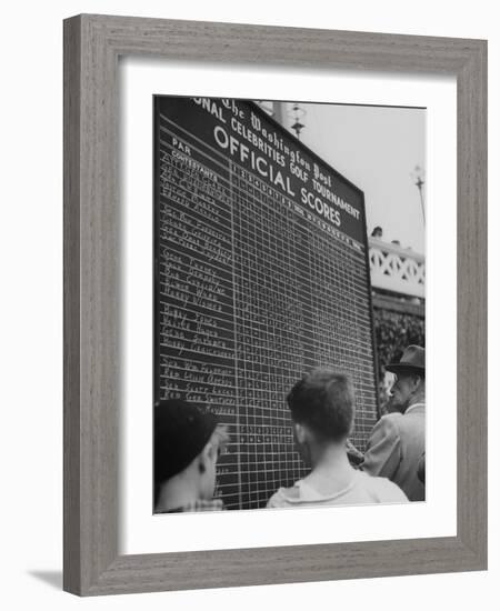 Spectators Checking the Official Score Board in the Golf Tournament-null-Framed Photographic Print