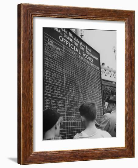 Spectators Checking the Official Score Board in the Golf Tournament-null-Framed Photographic Print