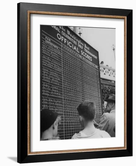 Spectators Checking the Official Score Board in the Golf Tournament-null-Framed Photographic Print