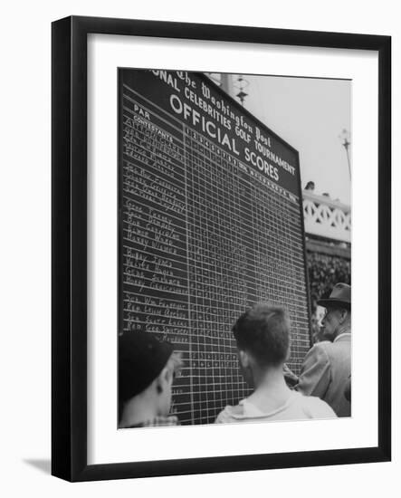 Spectators Checking the Official Score Board in the Golf Tournament-null-Framed Photographic Print