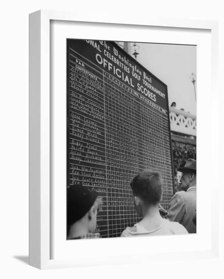 Spectators Checking the Official Score Board in the Golf Tournament-null-Framed Photographic Print